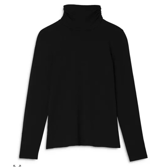 Eileen Fisher Black Turtleneck Long Sleeve Size L 100% Silk Mélange Turtleneck - Picture 3 of 10